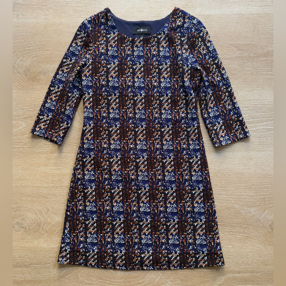 Amy Byer Girls Modern Patterned Blue Navy Gold Red Slightly Fitted Lined Dress